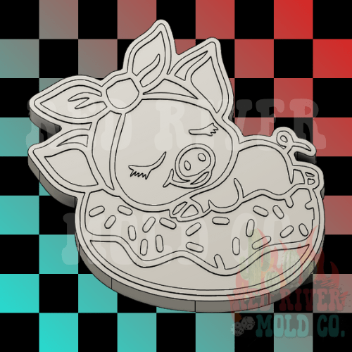 Pig On A Donut Floatie Silicone Freshie Mold - Red River Mold Co