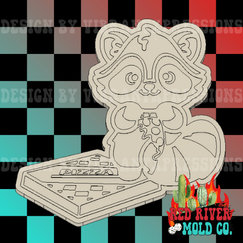 Racoon Eating Pizza Silicone Freshie Mold - Red River Mold Co