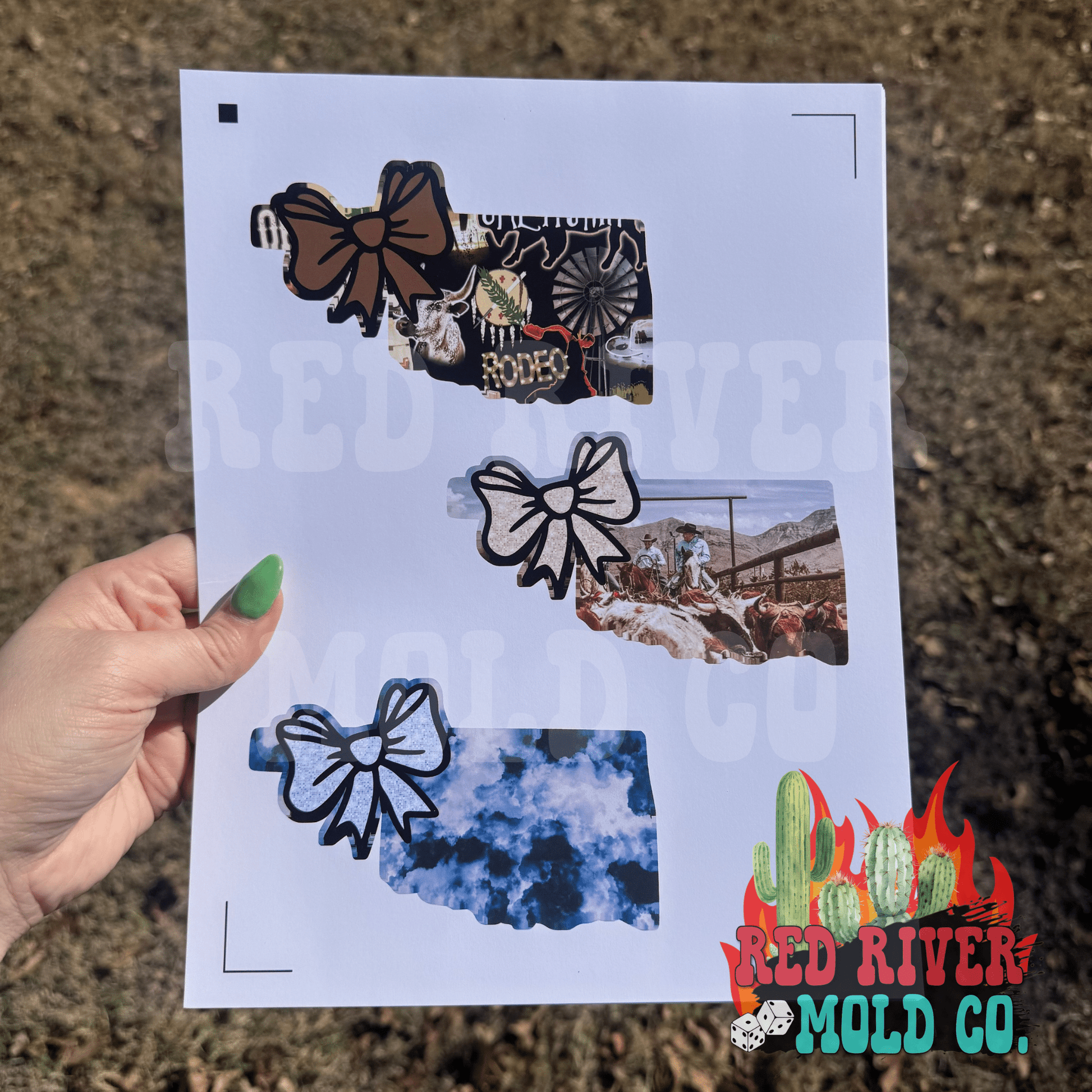 Ramblin Darlin Oklahoma with a bow cardstock grab bag - Red River Mold Co