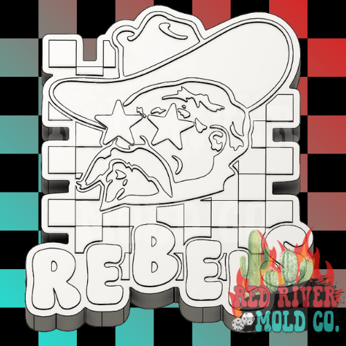 Rebels Checkered star eye mascot Silicone Freshie Mold - Red River Mold Co