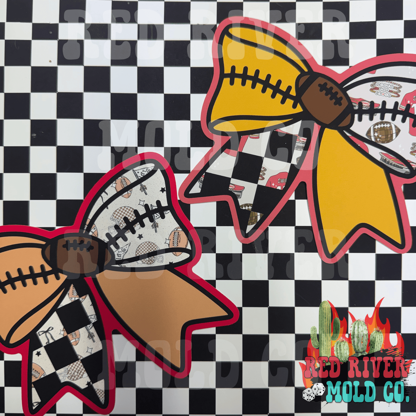 Red River Mold Co Checkered Football Bow cardstock grab bag - Red River Mold Co