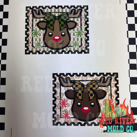 Red River Mold Co Reindeer with a Checkered Bow Stamp cardstock grab bag - Red River Mold Co