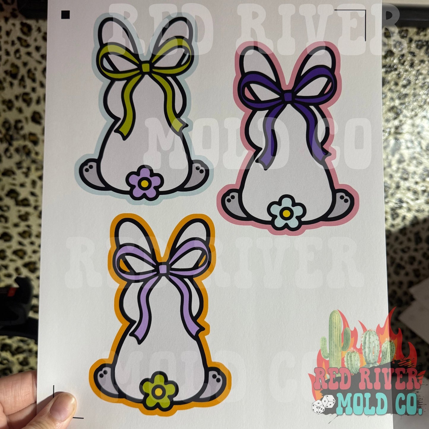 Red River Mold Flower Tail Bunny With A Bow cardstock grab bag - Red River Mold Co