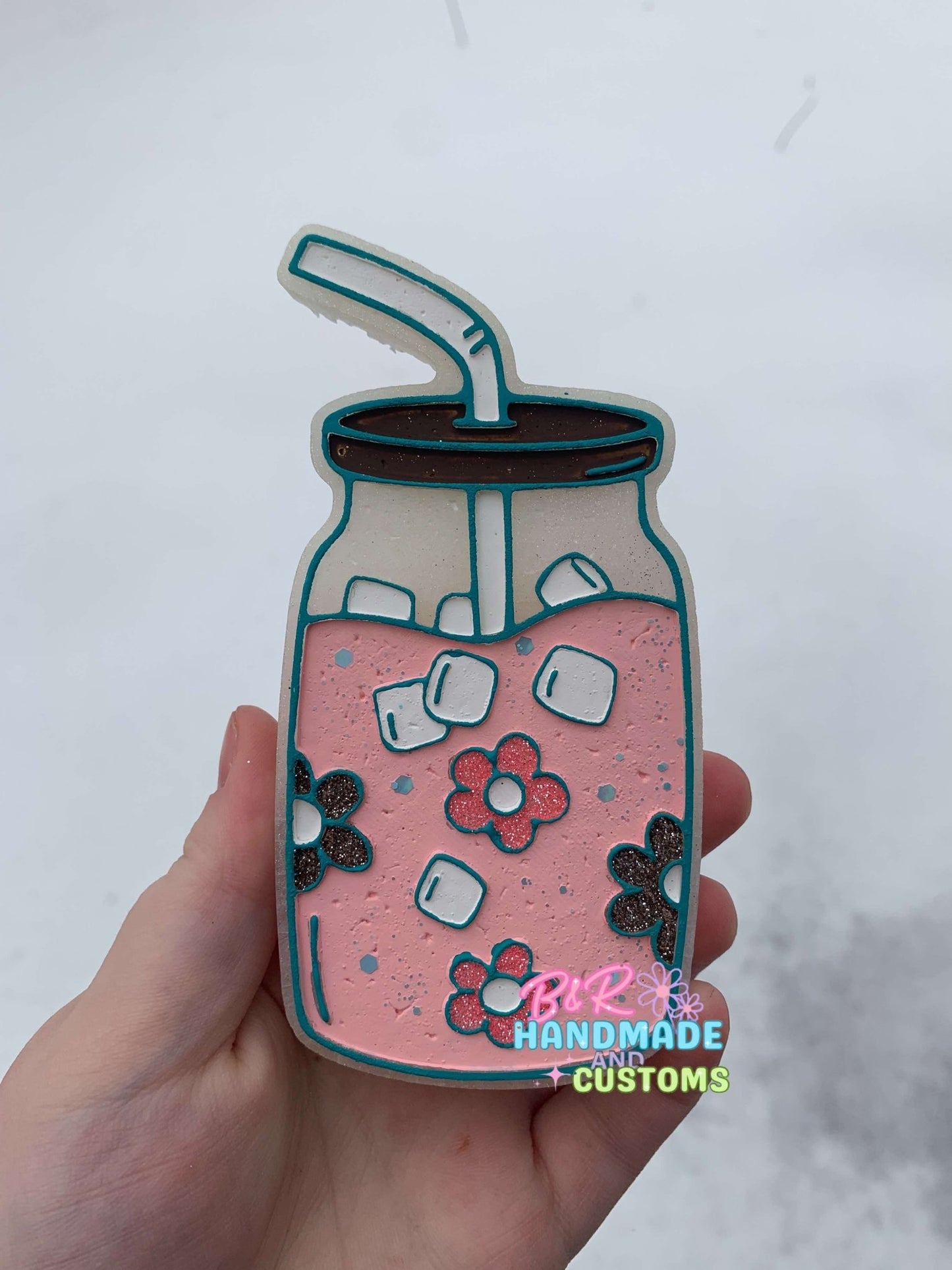 Retro Flower Tea Mason Jar Drink Silicone Freshie Mold - Red River Mold Co