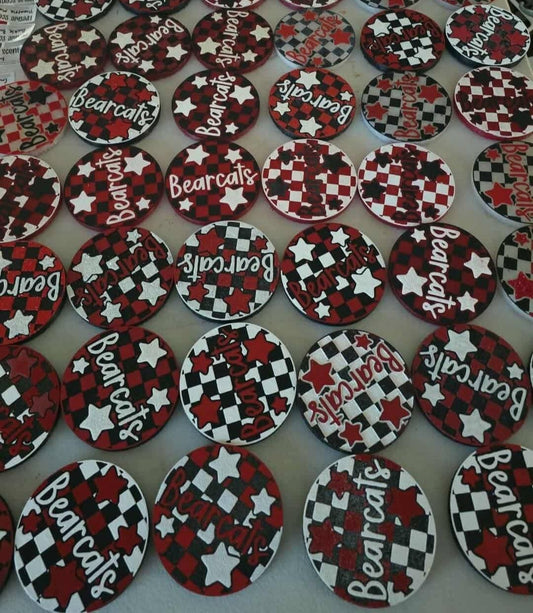 Checkered Bearcats With Stars 4 in Round Mold Insert
