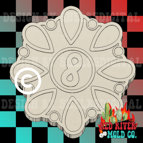 Round Concho 8 Ball Silicone Freshie Mold - Red River Mold Co