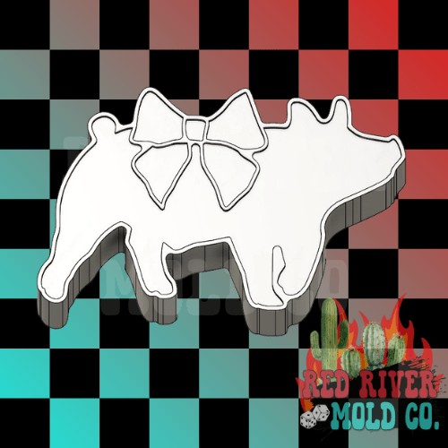 Show Pig with a Bow Silicone Freshie Mold - Red River Mold Co