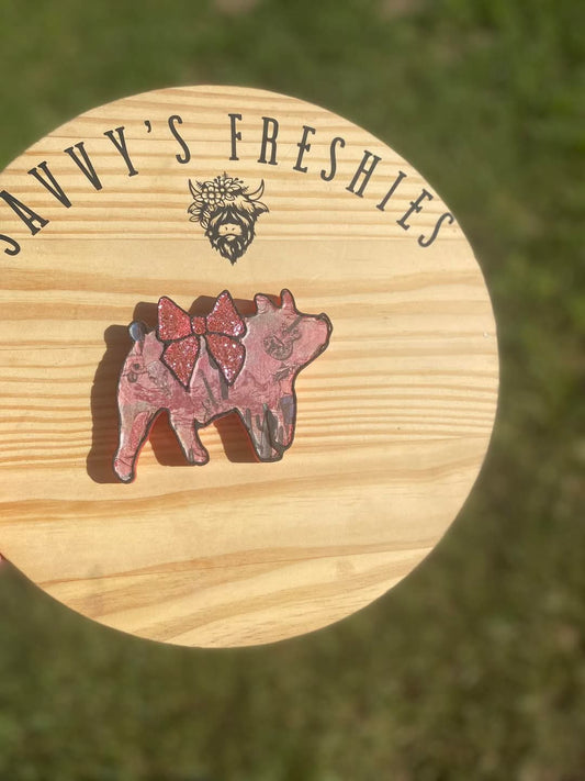 Show Pig with a Bow Silicone Freshie Mold - Red River Mold Co