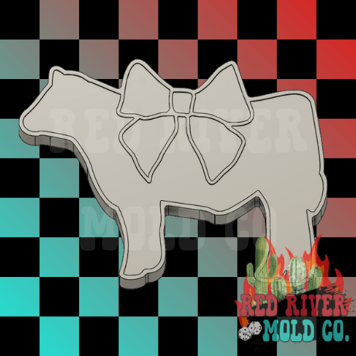 Show Steer with a Bow Silicone Freshie Mold - Red River Mold Co