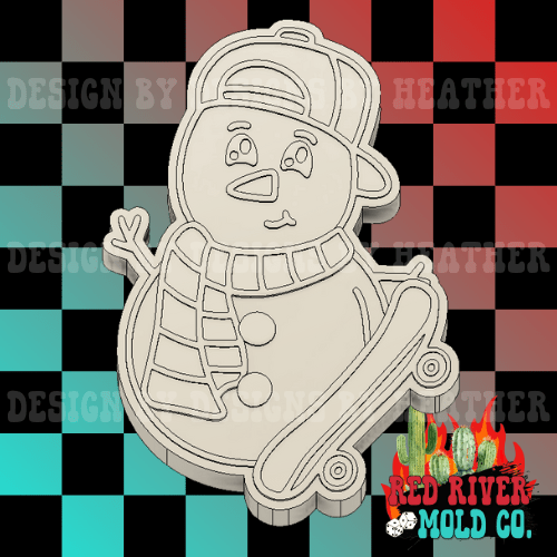 Skater Snowman Silicone Freshie Mold - Red River Mold Co
