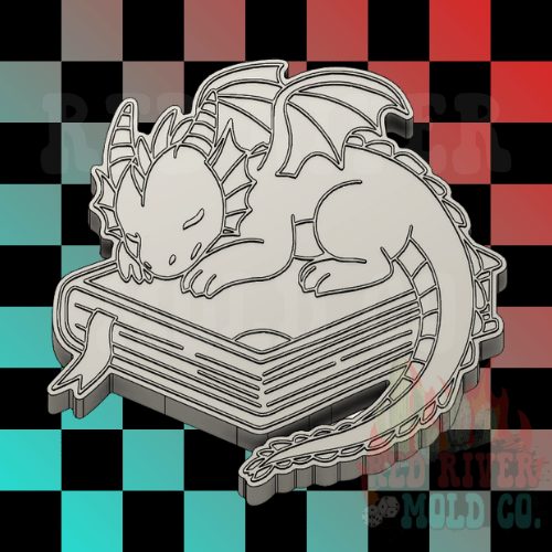 Sleeping Dragon On A Book Silicone Freshie Mold - Red River Mold Co
