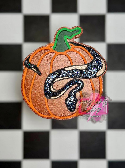 Snake Wrapped Around a Pumpkin Silicone Freshie Mold RRMC Exclusive - Red River Mold Co