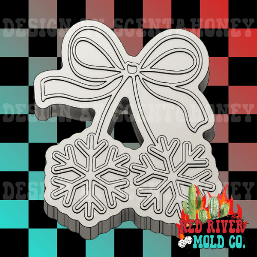 Snowflake Cherries With A Bow Silicone Freshie Mold - Red River Mold Co