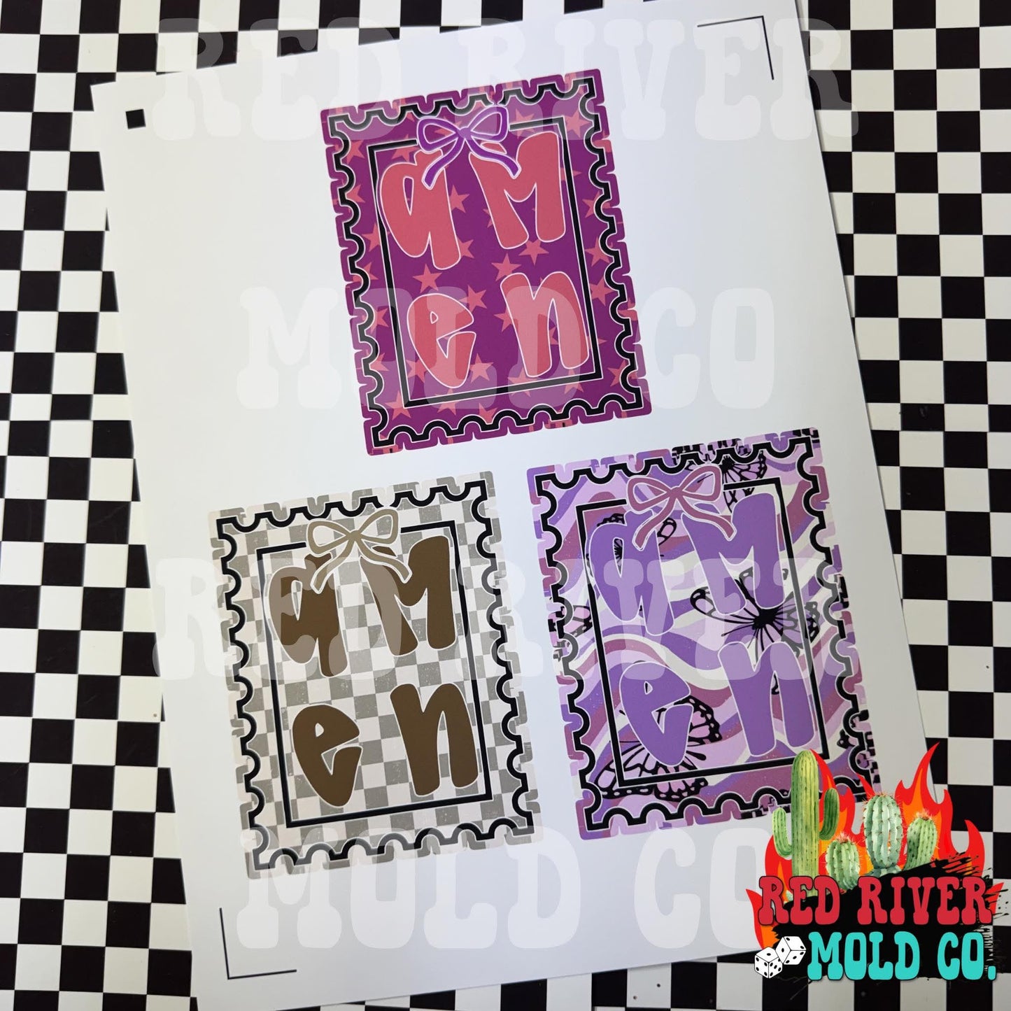 Southern Glitter Amen bow stamp cardstock grab bag 9 ct - Red River Mold Co