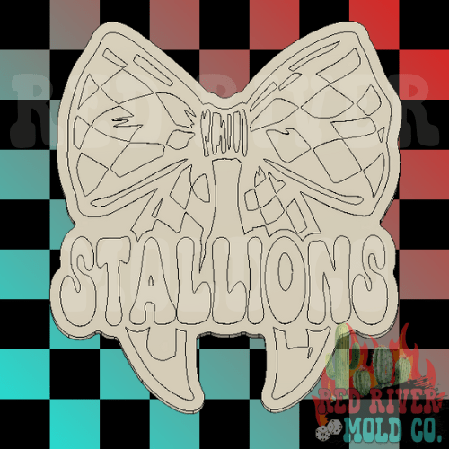 Stallions With A Checkered Bow Silicone Freshie Mold - Red River Mold Co