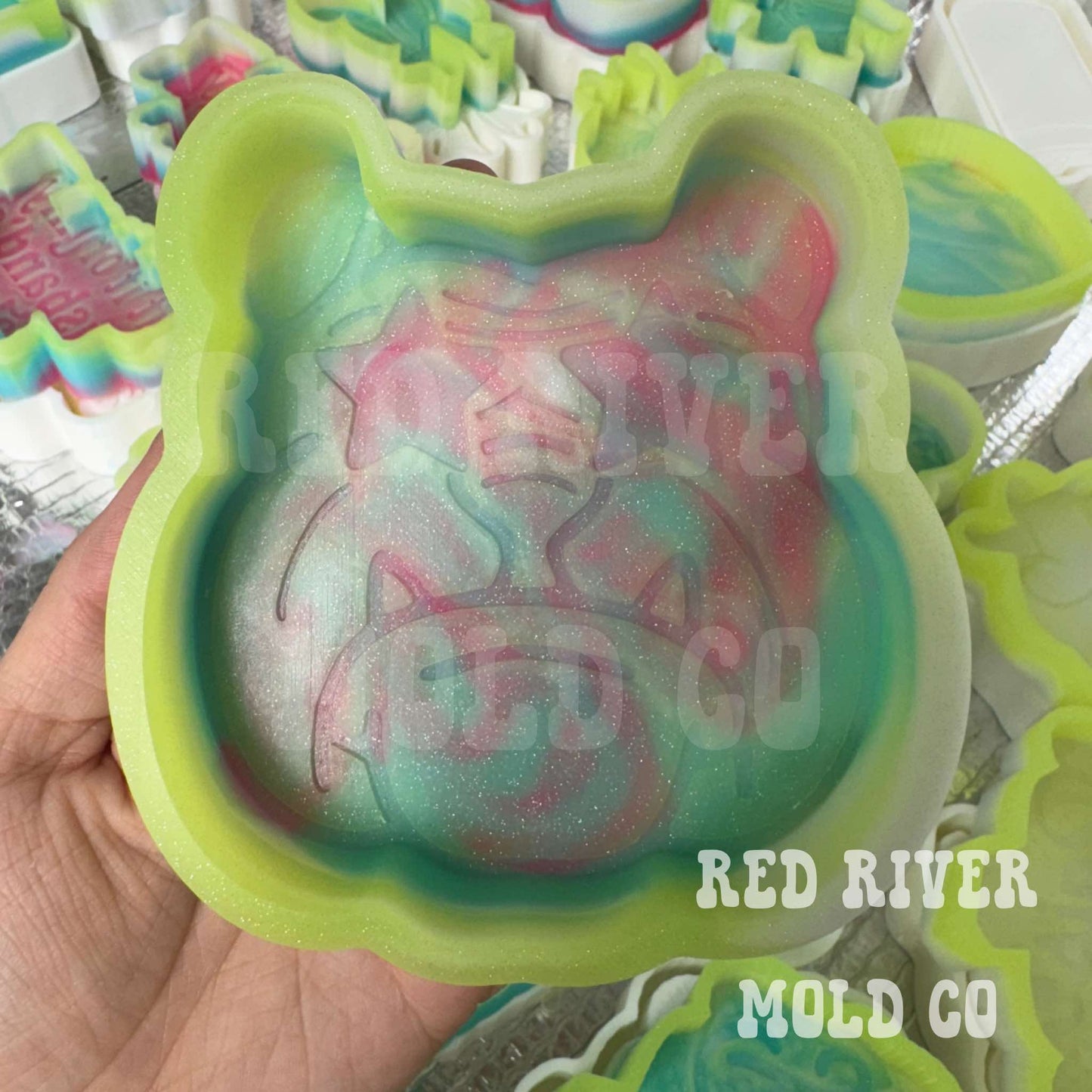 Star Eye Bulldog Mascot Silicone Freshie Mold - Red River Mold Co