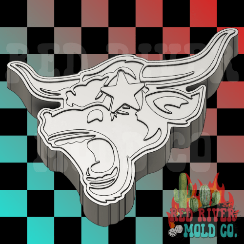 Star eye longhorn mascot Silicone Freshie Mold - Red River Mold Co