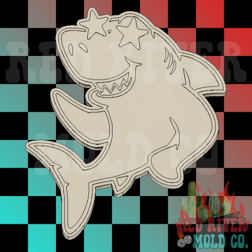 Star eye Shark mascot Silicone Freshie Mold - Red River Mold Co