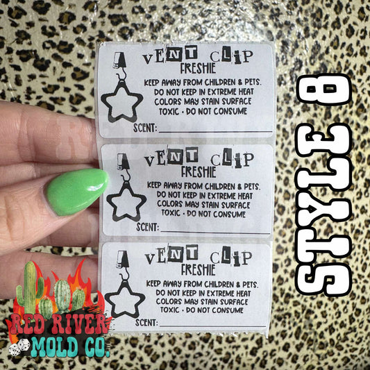 Star Vent Clip Warning And Scent Label Stickers - Red River Mold Co