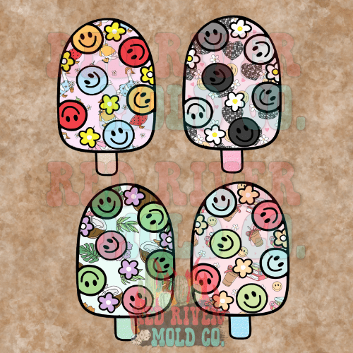 Texas Darling Boutique Floral Smiley Popsicle cardstock grab bag - Red River Mold Co