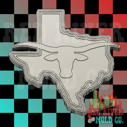 Texas with Longhorn Cow Silicone Freshie Mold - Red River Mold Co