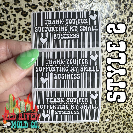 Thank you For Supporting My Small Business Package Stickers - Red River Mold Co