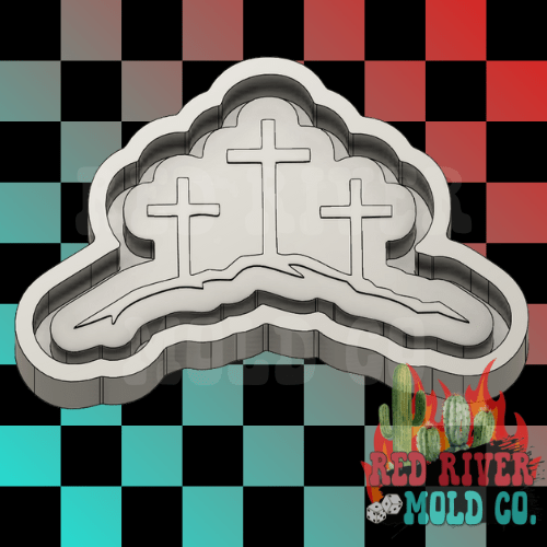 Three Crosses On A Hill Silicone Freshie Mold - Red River Mold Co