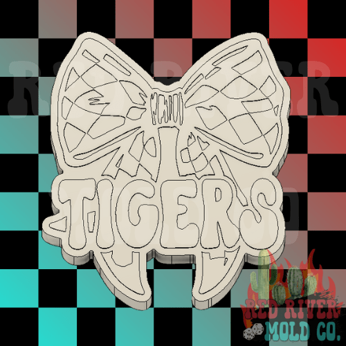 Tigers With A Checkered Bow Silicone Freshie Mold - Red River Mold Co