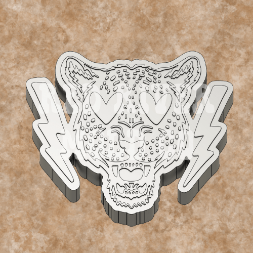 Vday Tiger with bolts Silicone Freshie Mold - Red River Mold Co