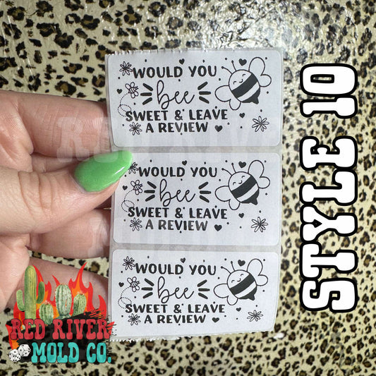 Would You BEE Sweet And Leave A Review Packing Stickers - Red River Mold Co