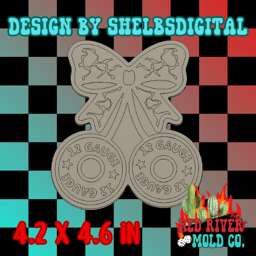 12 Gauge Cherries with a Camo Bow Silicone Freshie Mold - Red River Mold Co