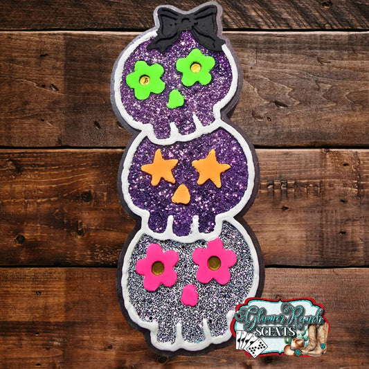 3 skull stack silicone freshie mold - Red River Mold Co