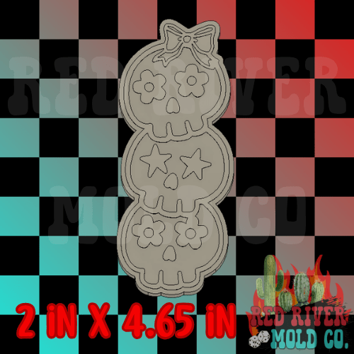 3 skull stack silicone freshie mold - Red River Mold Co