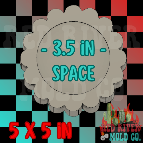 3.5 in Round Scallop Frame Silicone Freshie Mold - Red River Mold Co