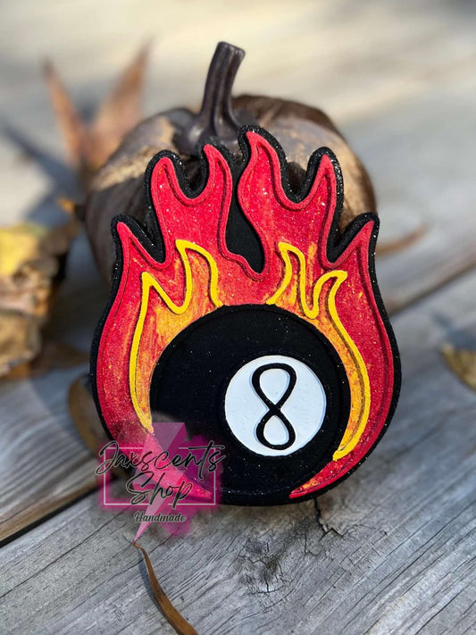 8 Ball on Fire Silicone Freshie Mold RRMC Exclusive