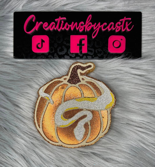 Snake Wrapped Around a Pumpkin Silicone Freshie Mold RRMC Exclusive