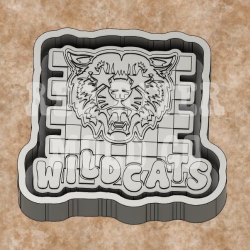 Checkered Wild Cat With Star Eyes Mascot Silicone Freshie Mold RRMC Exclusive