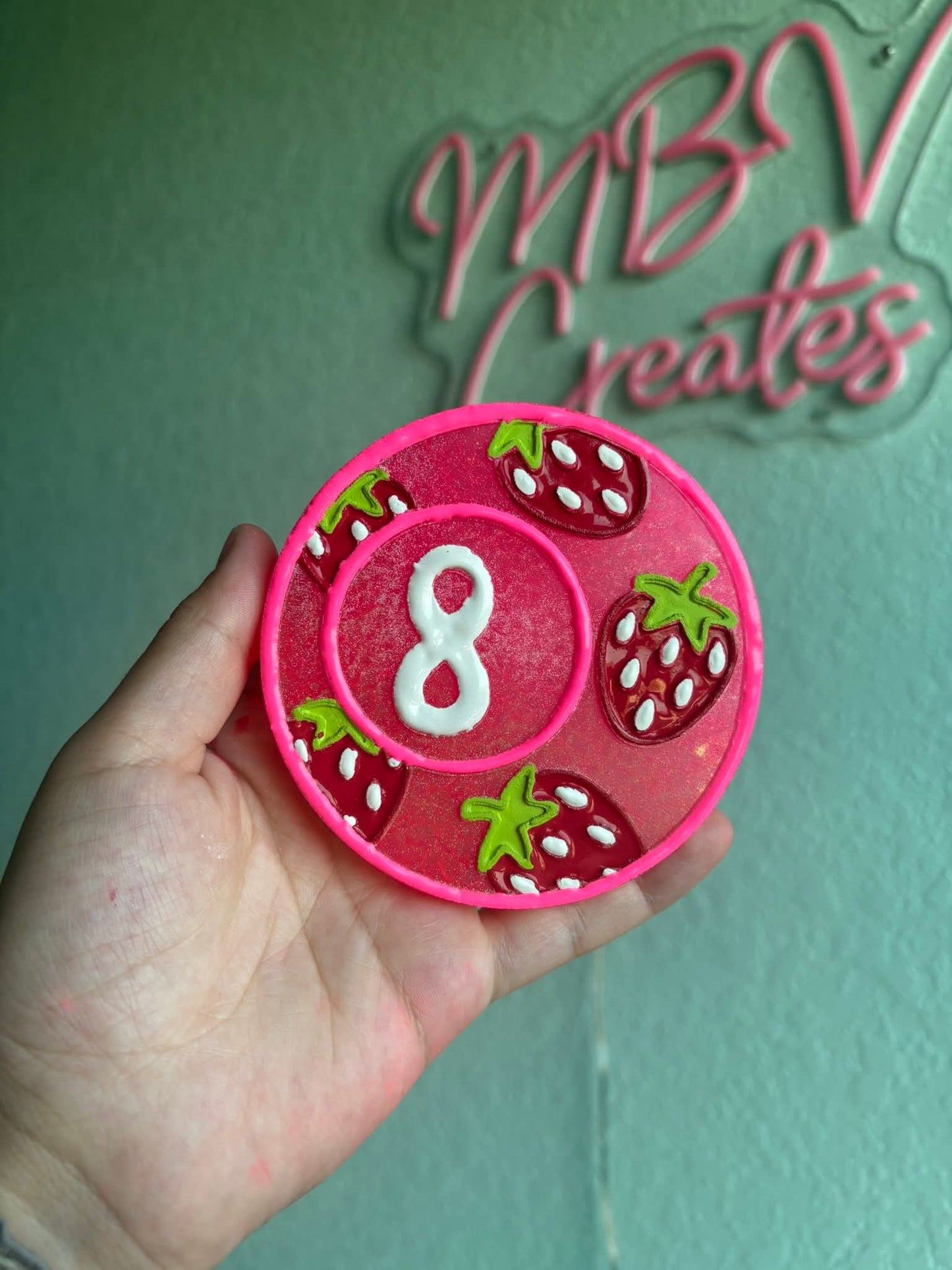 8 Ball with strawberries 4 in Round Mold Insert - Red River Mold Co