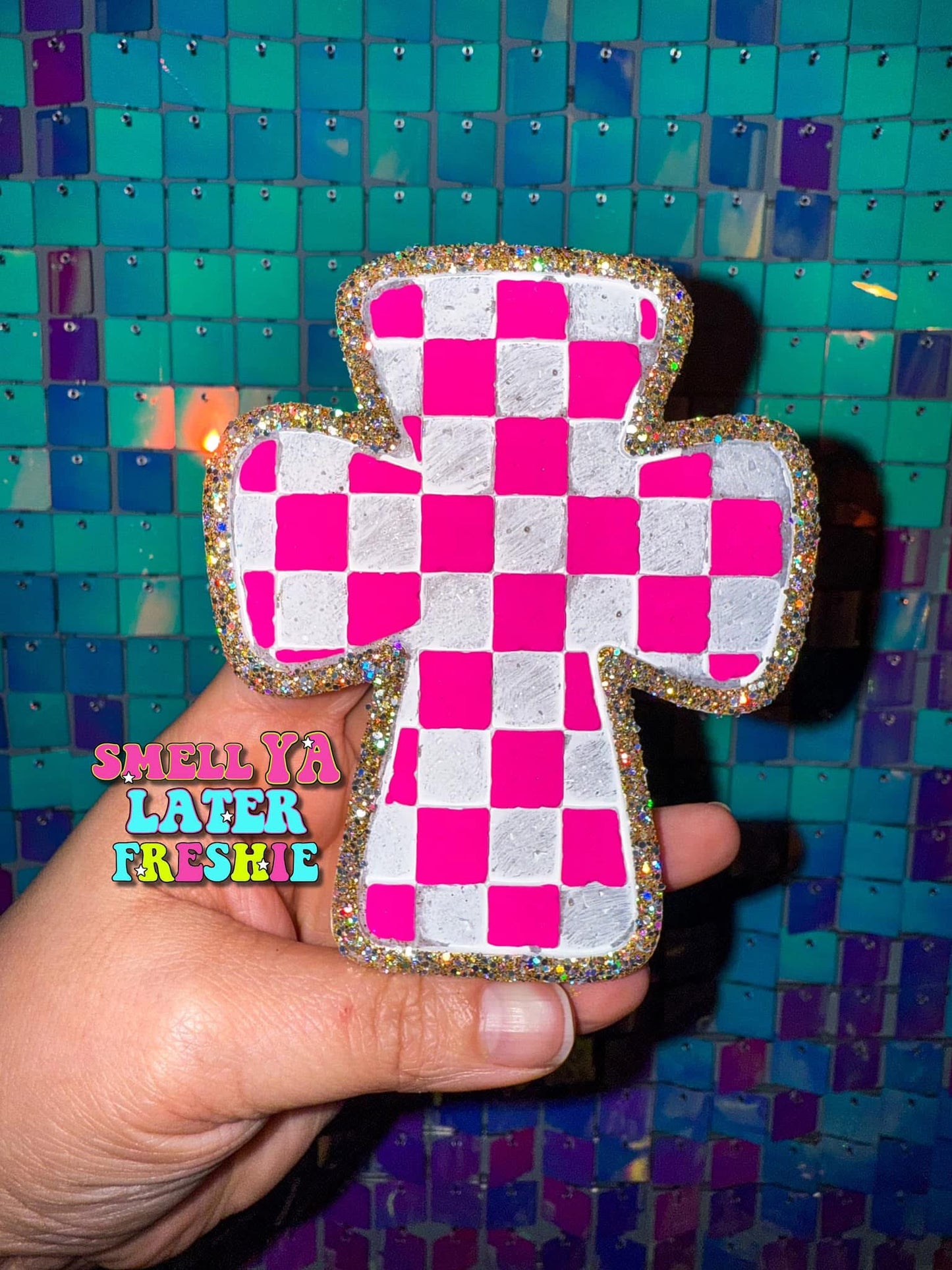 Checkered Cross Silicone Freshie Mold