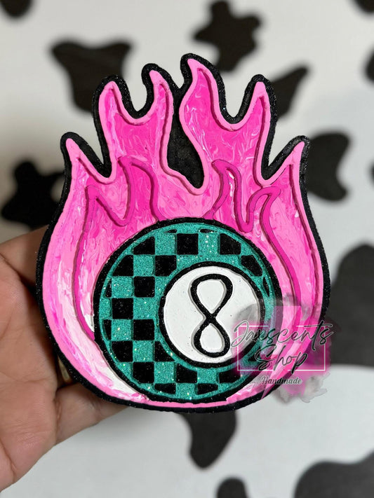 Checkered 8 Ball on Fire Silicone Freshie Mold RRMC Exclusive