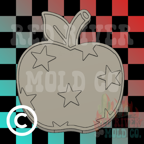 Apple With Stars Silicone Freshie Mold (COPYRIGHT PROTECTED) - Red River Mold Co