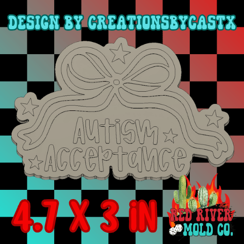 Autism Acceptance with a bow Silicone Freshie Mold - Red River Mold Co