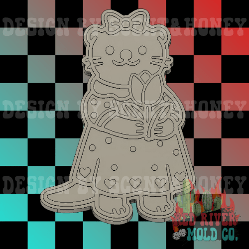 Baby Otter Holding a Tulip Silicone Freshie Mold - Red River Mold Co