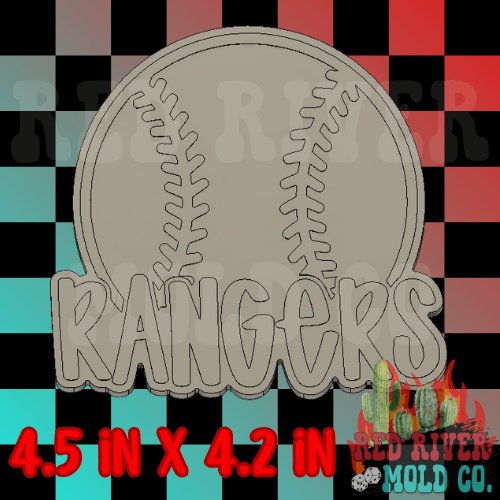 Baseball Rangers Silicone Freshie Mold - Red River Mold Co