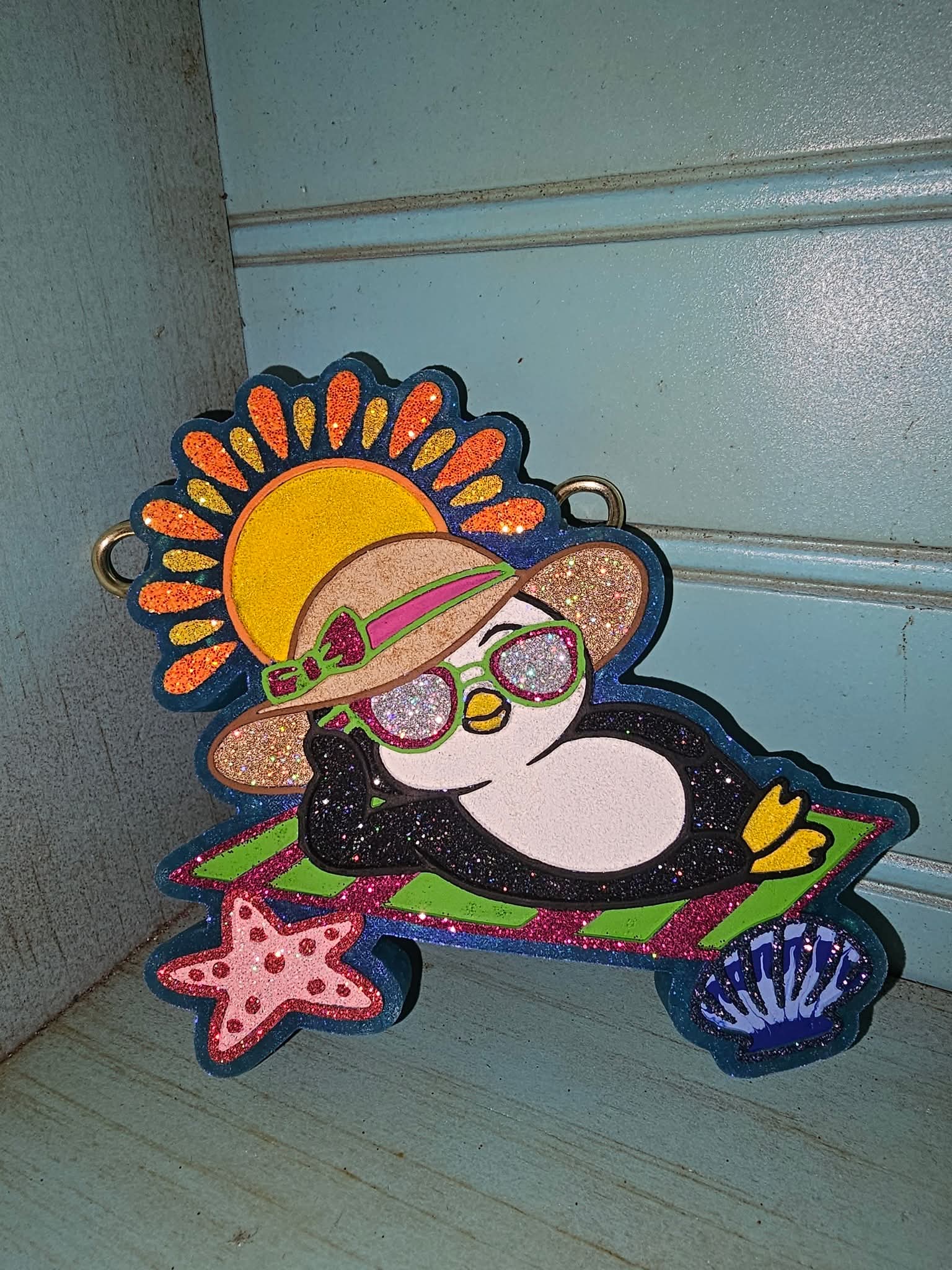 Beach Towel Penguin Silicone Freshie Mold - Red River Mold Co