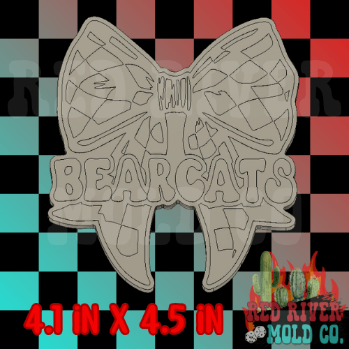 Bearcats With A Checkered Bow Silicone Freshie Mold - Red River Mold Co