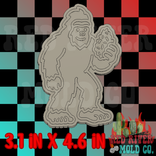 Bigfoot holding a nug silicone freshie mold - Red River Mold Co