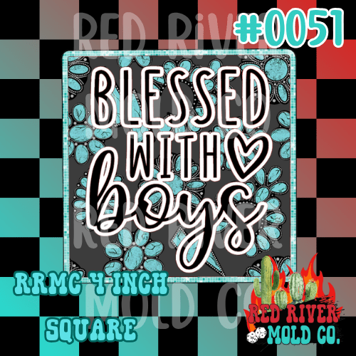 Blessed with boys cardstock RRMC 4 inch square (51) - Red River Mold Co