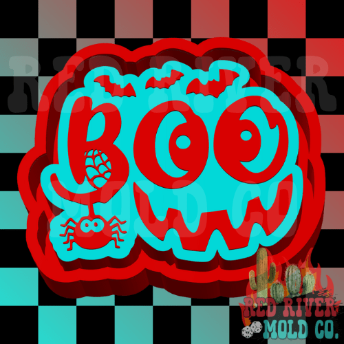 BOO Smiley with Spider Silicone Freshie Mold - Red River Mold Co