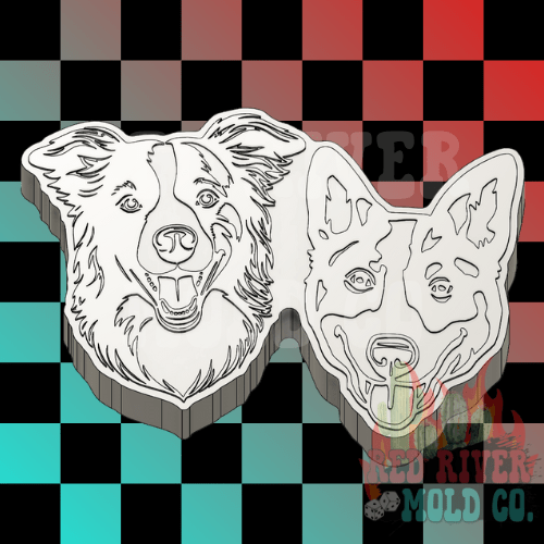 Border Collie and Heeler Dogs Silicone Freshie Mold - Red River Mold Co